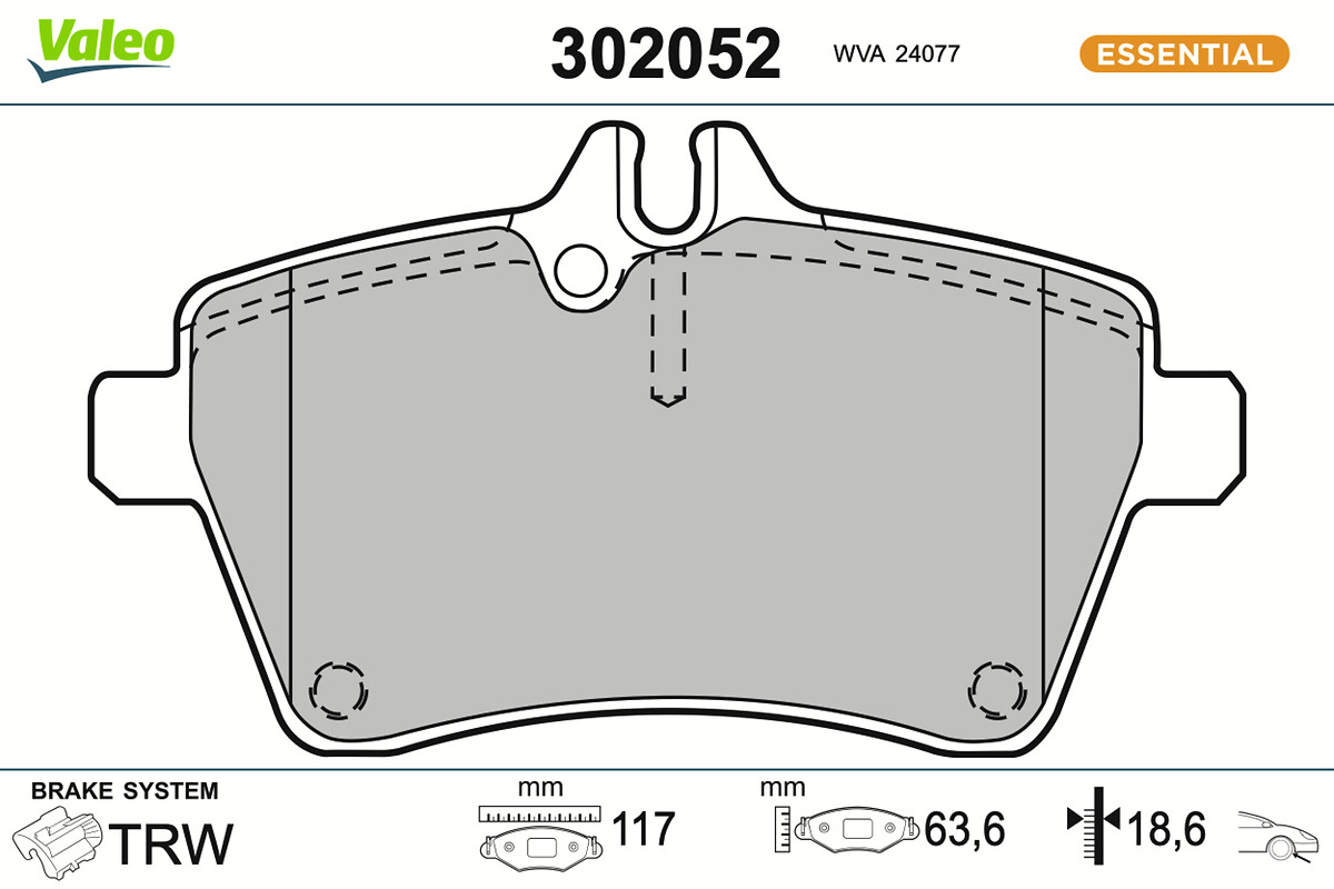 Jeu de 4 plaquettes de frein VALEO ref. 302052
